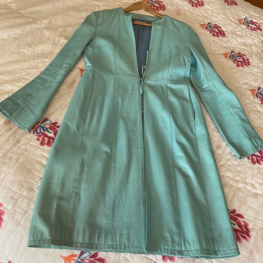 Tiffany Blue Italian leather Jacket by Blue Deep